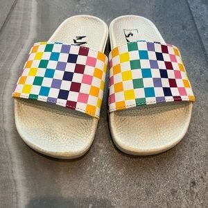 Girls Vans Slides rainbow checker size 2